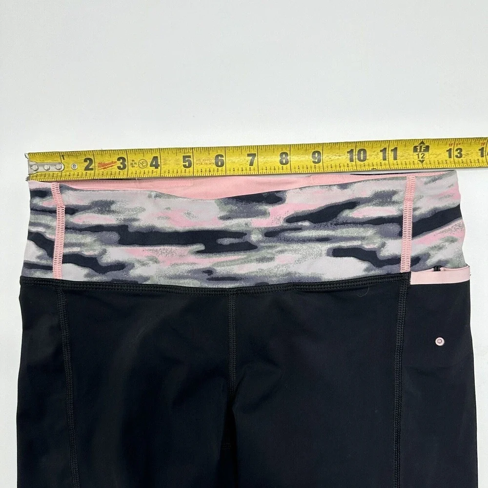 Lululemon 4 Water Bound Crop Black Wamo Camo Barely Pink Bleached Coral Leggings